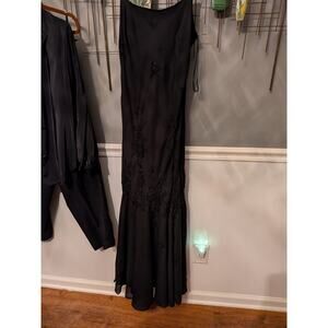 Stenay Formal Maxi Gown Black Beaded Short Sleeve Sz 10 Vintage 80s